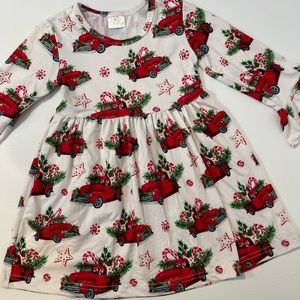 Boutique Brand. Holiday Festive Dress. Size S. Vintage Holiday Truck Pattern.